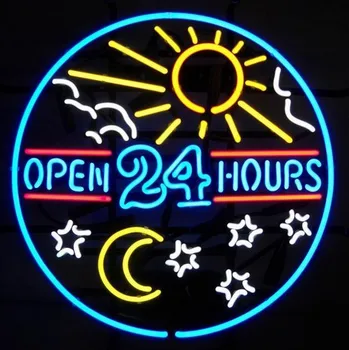 NEON ZNAK odprta 24 ur sun moon dan PRAVI KOZAREC za PIVO BAR PUB osvetlitev zaslona Znaki Signboard Trgovini Udobje Trgovin 18*18