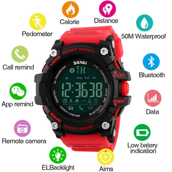 SKMEI Šport na Prostem Pametno Gledati Moške Bluetooth Smartwatches Večfunkcijska Fitnes Ure Vodoodporni Digitalni Watch Reloj Hombre