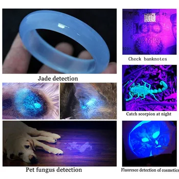 Prenosni proti klicam LED Svetilka baterijska Svetilka UV Svetloba, ki je Vgrajeno Baterijo za ponovno Polnjenje Magnetni Prostem Nepremočljiva Identifikacija