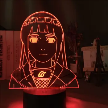 Anime Naruto Hyuga Hinata Slika LED 3D Noč Svetlobe Akril Dekorativne LED Nočna Lučka Otrok Otrok Spalnica 3d Desk Svetlobe Igrače