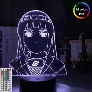 Anime Naruto Hyuga Hinata Slika LED 3D Noč Svetlobe Akril Dekorativne LED Nočna Lučka Otrok Otrok Spalnica 3d Desk Svetlobe Igrače