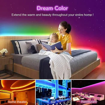 RGBIC Wifi Digitalni LED, Pixel svetilne Trakove, Luči, ki Teče Barvni Prostor RGB IC Preganja Mavrični Učinek 12V 5050 5M 10M Sinhronizacija Glasbe