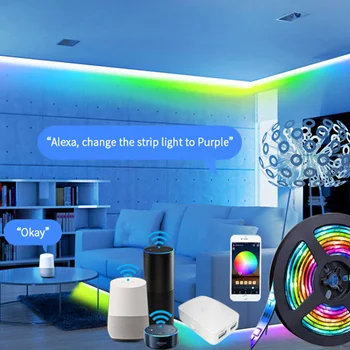 RGBIC Wifi Digitalni LED, Pixel svetilne Trakove, Luči, ki Teče Barvni Prostor RGB IC Preganja Mavrični Učinek 12V 5050 5M 10M Sinhronizacija Glasbe