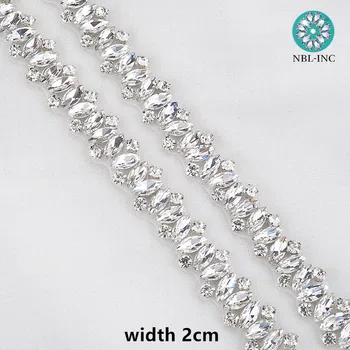 (5 metrov) na Debelo ročno beaded poročni srebrna kristalno nosorogovo applique trim železa na za poroka obleke, krila WDD0696