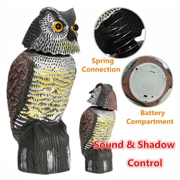 Realno Ptica Scarer 360°Obračanje Glave Zvok Sova Prowler Vabo Varstvo Repelenti Zatiranje Škodljivcev Strašilo Vrt, Dvorišče