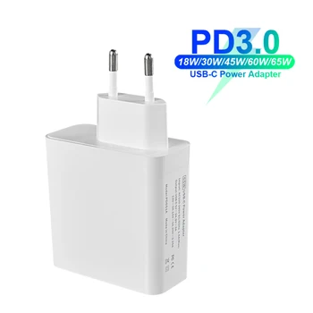 USB C za izmenični Tok PD/QC3.0 65W/60 W/45W/30W/18W 15V TIP-C Polnilnik Za Prenosne računalnike/MacBook/iPad/iPhone/Samsung (C-C-kabel 2M)