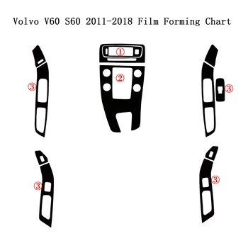 Za Volvo V60 S60 2011-2018 Samolepilni Avto Nalepke Ogljikovih Vlaken Vinil Avto nalepke in Nalepke Avto Styling Dodatki