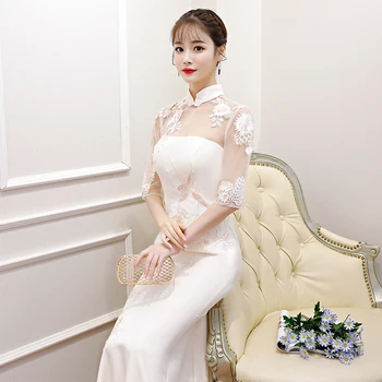 Sirena obleko Stranka Obleko Ženske Nevesta Cheongsam Tla-Dolžina Poročno Družico Qipao Elegantne Dolge Obleke, vestido orientalski
