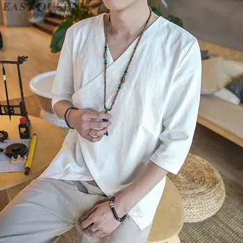 Poletje vrhovi 2019 tradicionalna kitajska oblačila za moške dolge rokave priložnostne ohlapne majice, vrhovi kitajski trg online AA3817 Y
