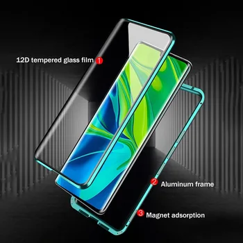 360 Magnetni Adsorpcije Kovinski kovček Za Xiaomi Redmi Opomba 10 9 9A 9C 9S 8 8T 8A 7 K20 9T Pro Poco X3 NFC Double-sided (obojestransko), steklen Pokrov
