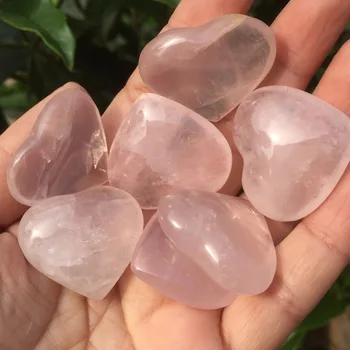 7pcs majhne gemstone nakit kar naravna pimk rose quartz kamen crystl srce zdravljenje gemstone kristalno srce kot darilo