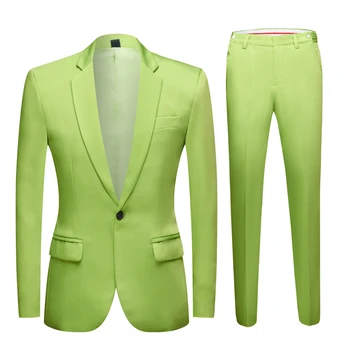 New Tide Moških Pisane Modne Poroka Obleke Plus Velikost Rumena, Roza, Zelena, Modro Vijolične Barve Suknjič Hlače 2Pcs Tuxedos