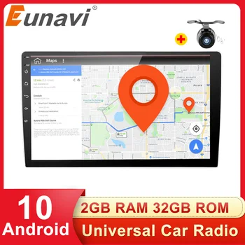 Eunavi 2 Din Android 10 Univerzalni Avto Multimedijski Predvajalnik, GPS Navigacija Auto Radio stereo Audio (stereo zvok RAČUNALNIK, Zaslon na Dotik, WIFI, USB, FM