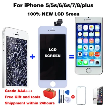 LCD-Zaslon Za iPhone 5 6 7 8 Plus Zaslon na Dotik Zamenjava Za iphone 6 zaslon Brez Mrtvih Pik LCD Razred AAA+++