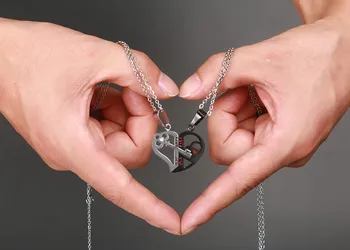 2pcs Tipko Puzzle Srce para obesek ogrlica Nekaj Komplet Ogrlico, Obesek Ujemanje Srca Ključ iz Nerjavečega Jekla, Nekaj Ugank