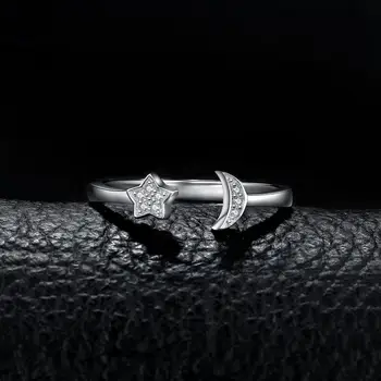 JewelryPalace Luna Star Obroči 925 Sterling Silver Obroči za Ženske Odprtih Stackable Obroč Band Srebro 925 Nakit Fine Nakit