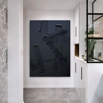 Ročno Poslikano Abstraktno Slikarstvo Na Platno Velik Wall Art Moderne Doma Dekor Minimalistične Umetnosti Teksturirane Slikarstvo Black Wall Art Dekor
