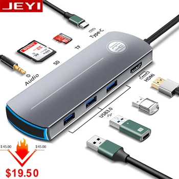 JEYI HUB Tip C za Multi USB 3.0 HUB HDMI Adapter Dock za računalnik in mobilni telefon, USB-C 3 Splitter Vrata Tip C HUB