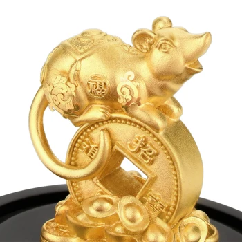 Denar Podgana Zbiranje bogastva Okraski Kitajski Zodiak Podgana Zlato Folijo Obrti uspešno poslovanje Fengshui dekor Home Office dekoracijo