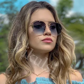 Unisex Modna 2019 Ženske Kvadratnih Sončna Očala Ženske Rimless Odtenki Moški Letnik Blagovne Znamke Oblikovalec Gradient Sončna Očala Za Ženske