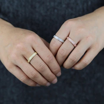 2021 Visoke kakovosti real 925 sterling srebrni prstan dvojno raw 5a kubičnih cirkonij band večnost prstani poročni nakit za ženske