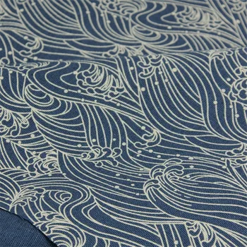 CF841 Japonski Valovi Debel Bombaž Tkanina Kitajski Slog Modro Obleko Tkanine/Namizni prt/Zavese/Oblačila DIY Mozaik Materiala