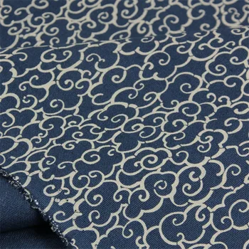CF841 Japonski Valovi Debel Bombaž Tkanina Kitajski Slog Modro Obleko Tkanine/Namizni prt/Zavese/Oblačila DIY Mozaik Materiala