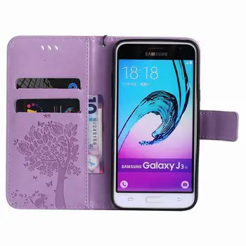 Za Coque Samsung Galaxy J3 2016 Primeru Usnjene Denarnice Flip Cover Samsung Galaxy J3 2016 Primeru s Stojalom Denarnice Fundas Primeru Telefon