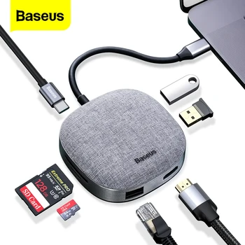 Baseus USB C VOZLIŠČE Tipa C SREDIŠČE za HDMI priključek RJ45 Multi USB 3.0 Adapter Za MacBook Pro Air USB-C Splitter Micro SD Card Reader HUB USBC