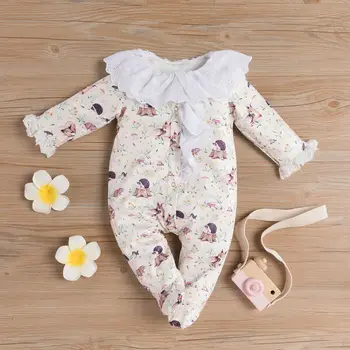 Novorojenček Dojenček Otroci Baby Dekleta Živali Tiskanja Sleepsuit Romper Jumpsuit Playsuit Oblačila