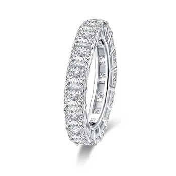 ANZIW 925 Sterling Silver 4 mm Princesa Cut Polno Večnost Obroč za Ženske Sona Simulirani Diamant Udejstvovanje Poročni prstan Prstan