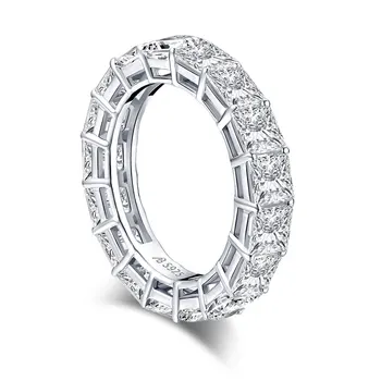 ANZIW 925 Sterling Silver 4 mm Princesa Cut Polno Večnost Obroč za Ženske Sona Simulirani Diamant Udejstvovanje Poročni prstan Prstan