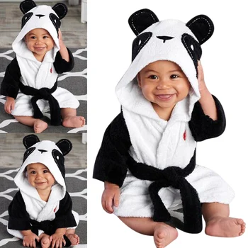 Frotir Odejo kopalni plašč Noč Obleke Hooded Zaviti Srčkan Panda za Otroke Baby YH-17