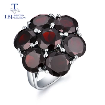 TBJ,naravni gemstone black granat cvet slog obroči 925 sterling srebro fine nakit za ženske obletnico & lepo darilo za rojstni dan