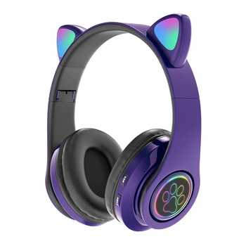 2021 Najnovejši LED Luštna Mačka Ušesa Slušalke Bluetooth 5.0 Mladi, Otroci Nad-ear Slušalke Podpira TF Kartice 3,5 mm Vtič Z Mic