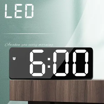 LED Ogledalo Budilke Digitalne Dremež Tabela Ura Wake Up Light Elektronski Veliko Časa Prikaz Temperature Doma Dekoracijo Ura