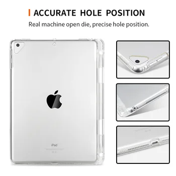 Novo Silikona, Mehko TPU Pregleden nazaj Primeru za Apple iPad z 9.7 2018 2017/ipad Zrak / ipad pro 9.7 palčni s Svinčnikom Pokrov ležišča