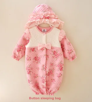 Newborn baby girl obleke 0 3 6 9 mesecev vintage cvetlični bombažne čipke ruffle dojenčka romper pomlad baby dekle jumpsuit komplet rojstni dan