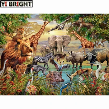 DIY Diamond Vezenje Divje Afriške Živali Navzkrižno Šiv Mozaik diamond slikarstvo Vzorec Polno Nosorogovo Doma dekor darilo KBL