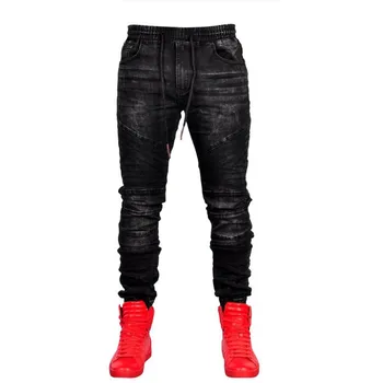Moški Stilsko Kavbojke moda elastični pas traper hlače Hlače Joggers Moške Hlače Hip Hop črne Skinny Jeans 2019 nova