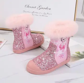 Disney Zamrznjene Dekle Sneg Škornji zimski plus žamet Martin čevlji za jesen in zimo Elsa princesa čevlji baby kratek čevlji