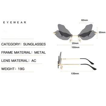 2021 Letnik Dragonfly Krila sončna Očala Moda Rimless Ženske HD Objektiv Očala Moških Rožnata Očala za Sonce UV400 Očala Ženski