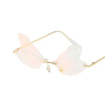 2021 Letnik Dragonfly Krila sončna Očala Moda Rimless Ženske HD Objektiv Očala Moških Rožnata Očala za Sonce UV400 Očala Ženski