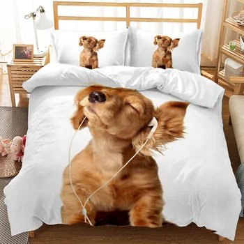 3D pes, mačka kraljica Sam kralj polni velikosti dvojna posteljnina tolažnik nastavite luksuzni rjuhe kritje otroci posteljnina