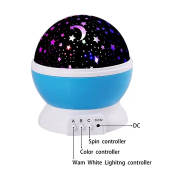 3power načine Romantično Obračanje Spin Noč Svetlobni Projektor Nebo Zvezda, Luna Master USB Lučka Led Projekt Za Otroke Baby Spanja Razsvetljavo
