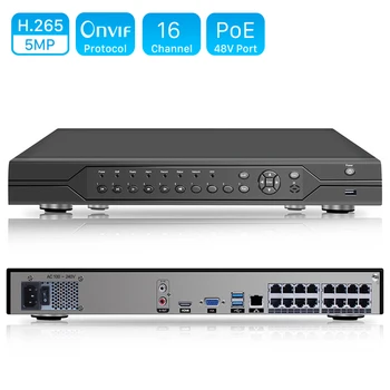 H. 265 H. 264 16CH 5MP 3MP 2MP 8CH 4K 48V POE NVR P2P ONVIF 1080P Omrežja, Video Snemalnik za IP Kamero Nadzora, CCTV Sistema