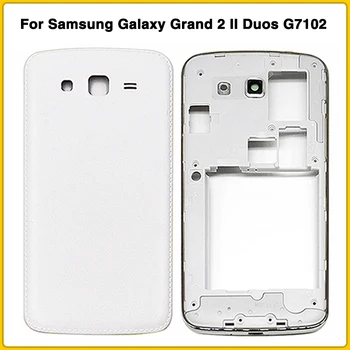 Celotno Ohišje Ohišje Za Samsung Galaxy Grand 2 II Duo G7102 G7106 G7100 Baterije Hrbtni Pokrovček Vrata Sredini Okvirja + LCD spredaj steklo