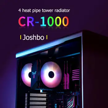 Jonsbo CR1000 Stolp LED CPU Pisane Hladilnika Ventilatorja 4 Heatpipes 4Pin PWM Hlajenje hladilnega telesa za Intel/AMD Hladilni Ventilator