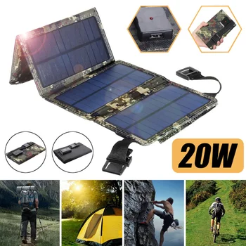 SunPower Zložljiva 20W Sončne Celice Polnilnik 5V 2A USB Izhod Naprave, Prenosni Nepremočljiva Sončne celice za Pametni telefon Polnilnik Baterije