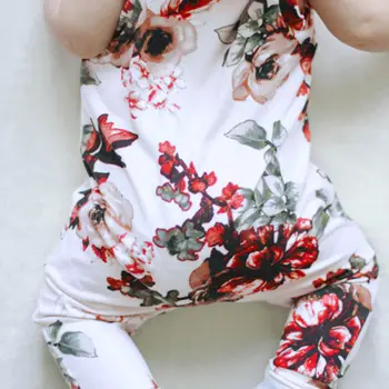 ZDA Otrok Novorojenček Oblačila Baby Toddler Fant Dekle Cvetlični brez Rokavov Romper Jumpsuit Bombaž Obleke Oblačila